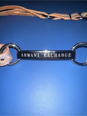Y2K vintage 2000 boho silver plate leather o ring braided Armani Exchange belt